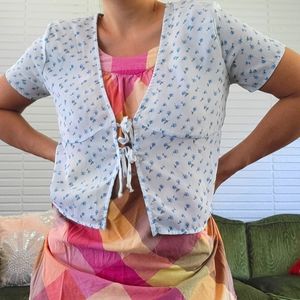 Vintage Floral Tie Front Blouse